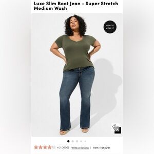 Torrid luxe slim boot super stretch jeans sz 20R